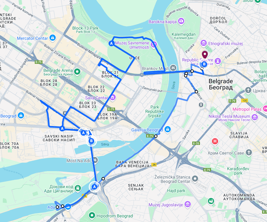 Belgrade Bike Route Map